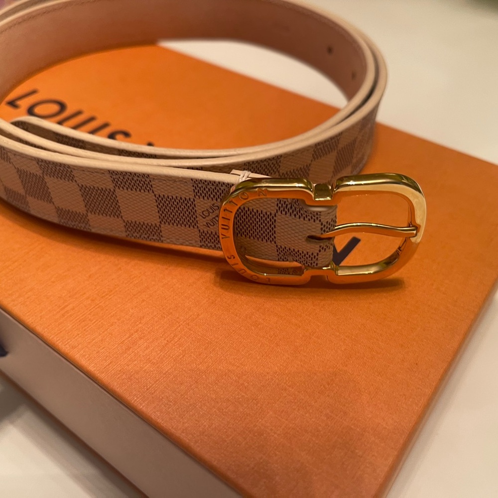 Louis Vuitton Tan and Gold Belt with Signature Design